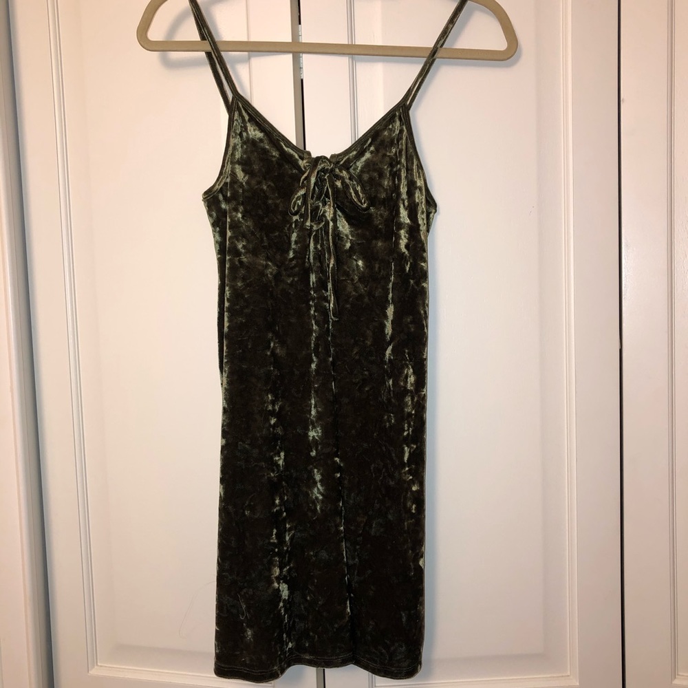 Green “velvet” mini dress